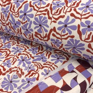 Dvojitá gázovina/mušelín STEPPED Flowers natural