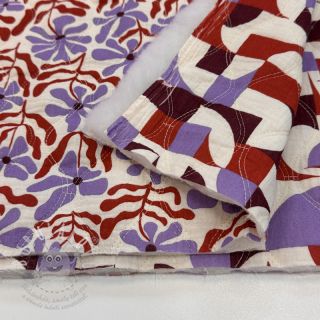 Dvojitá gázovina/mušelín STEPPED Flowers natural