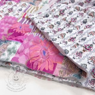 Dvojitá gázovina/mušelín STEPPED Flowers light pink digital print