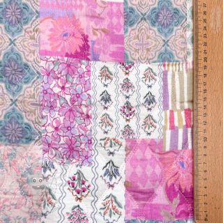 Dvojitá gázovina/mušelín STEPPED Flowers light pink digital print