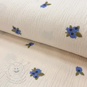 Dvojitá gázovina/mušelín EMBROIDERY STRIPED Fruit natural