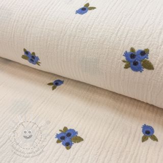 Dvojitá gázovina/mušelín EMBROIDERY STRIPED Fruit natural