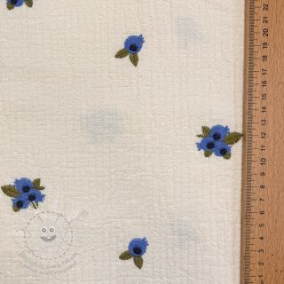 Dvojitá gázovina/mušelín EMBROIDERY STRIPED Fruit natural