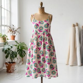 Dvojitá gázovina/mušelín Flowers green by JENNIFER BOURON ORGANIC