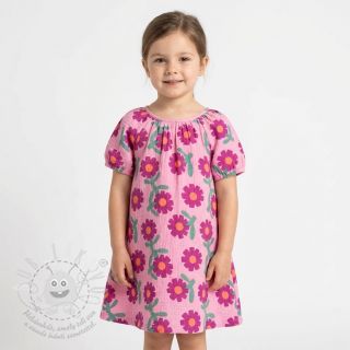 Dvojitá gázovina/mušelín Flowers pink by JENNIFER BOURON ORGANIC