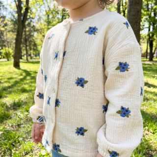 Dvojitá gázovina/mušelín EMBROIDERY STRIPED Fruit natural