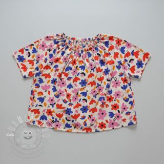 Bavlněná látka Flowers natural/blue by JENNIFER BOURON ORGANIC