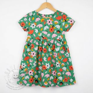 Bavlněná látka Flowers green by JENNIFER BOURON ORGANIC