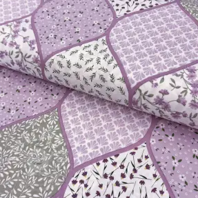 Bavlněná látka Flowers patchwork lilac