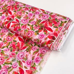 Viskóza RAYON POPLIN Printed Rosie design A