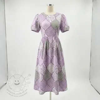 Bavlněná látka Flowers patchwork lilac