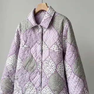 Bavlněná látka Flowers patchwork lilac