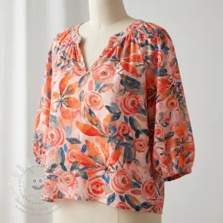 Viskóza RAYON POPLIN Printed Rosie design B