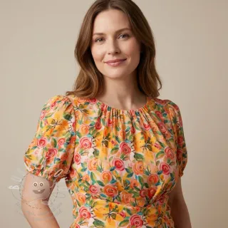 Viskóza RAYON POPLIN Printed Rosie design C