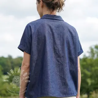 Bavlněná látka JEANS Chambre dark blue