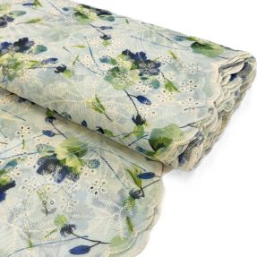 Bavlněná látka s příměsí EMBROIDERY Rose green