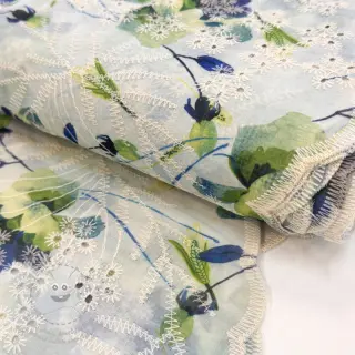 Bavlněná látka s příměsí EMBROIDERY Rose green