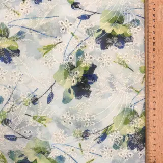 Bavlněná látka s příměsí EMBROIDERY Rose green
