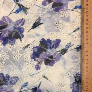 Bavlněná látka s příměsí EMBROIDERY Rose blue