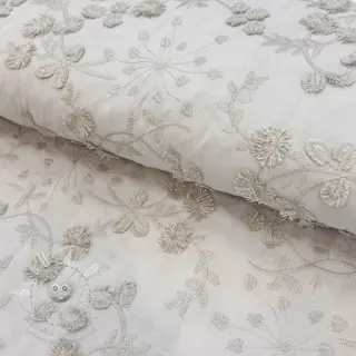 Bavlněná látka EMBROIDERY Catchy leaves beige
