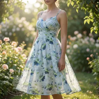 Bavlněná látka s příměsí EMBROIDERY Rose green