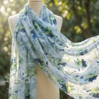 Bavlněná látka s příměsí EMBROIDERY Rose green