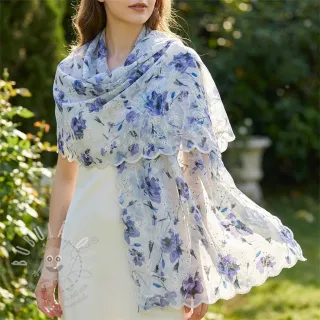 Bavlněná látka s příměsí EMBROIDERY Rose blue