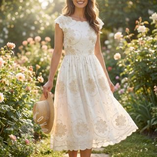 Bavlněná látka EMBROIDERY Bellagio butter