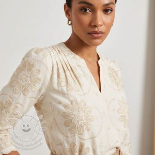 Bavlněná látka EMBROIDERY Bellagio butter