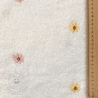Kabátovina TEDDY EMBROIDERY Smiley flowers yellow