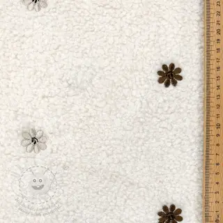 Kabátovina TEDDY EMBROIDERY Smiley flowers choco