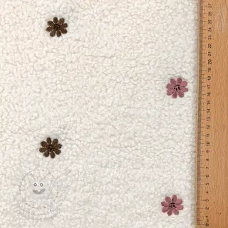 Kabátovina TEDDY EMBROIDERY Smiley flowers old pink