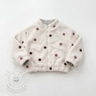 Kabátovina TEDDY EMBROIDERY Smiley flowers old pink