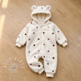 Kabátovina TEDDY EMBROIDERY Smiley flowers old pink
