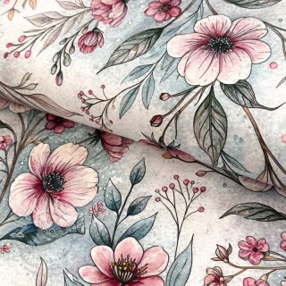 Úplet VISCOSE LYCRA HEAVY Classic flowers design D