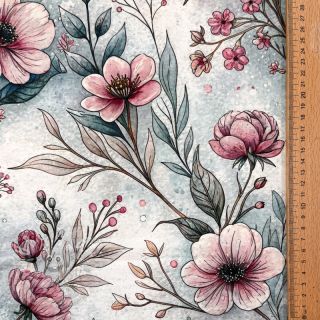 Úplet VISCOSE LYCRA HEAVY Classic flowers design D