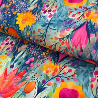 Úplet VISCOSE LYCRA HEAVY Tulips design E