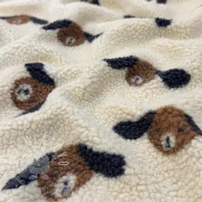 Kabátovina TEDDY JACQUARD Dogs brown