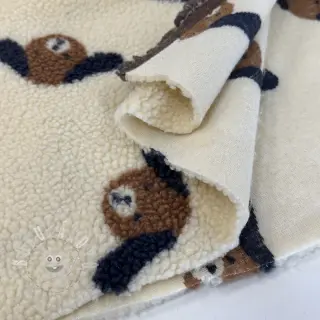 Kabátovina TEDDY JACQUARD Dogs brown