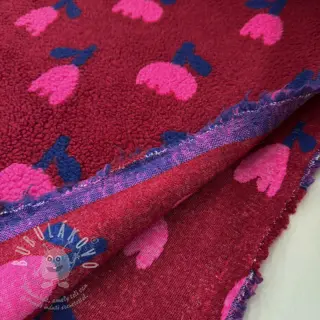 Kabátovina TEDDY JACQUARD Tulips dark red
