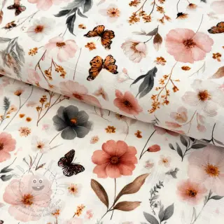 Viskóza se lnem Flower sea design D