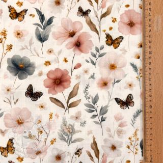 Viskóza se lnem Flower sea design D