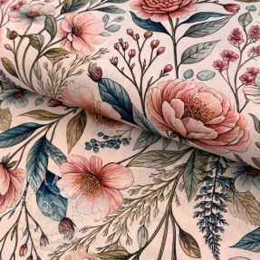 Viskóza se lnem Floral design D