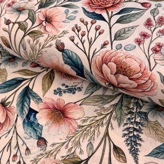 Viskóza se lnem Floral design D