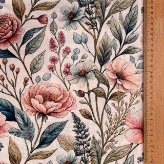 Viskóza se lnem Floral design D