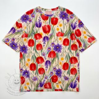 Úplet VISCOSE LYCRA HEAVY Tulips design A