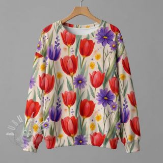 Úplet VISCOSE LYCRA HEAVY Tulips design A