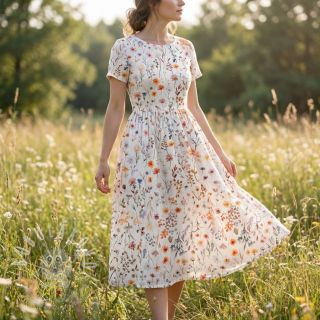 Viskóza se lnem Flower sea design B