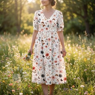 Viskóza se lnem Flower sea design D