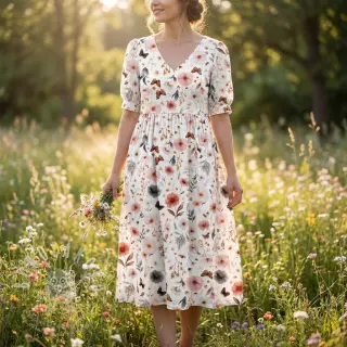 Viskóza se lnem Flower sea design D